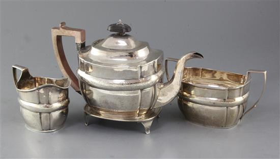 A George III silver four piece tea set by Urquhart & Hart, gross 32 oz.